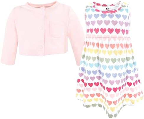 Hudson Baby Infant and Toddler Girls Cotton Dress and Cardigan Set - Image 3