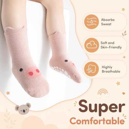 Toddler Grip Socks, 5 Pairs, Cotton Crew - Image 4