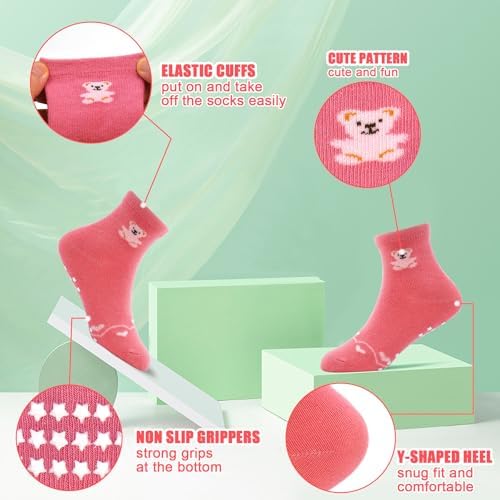 SkiBeaut Baby Toddlers Girls Socks, 12 Pairs Non Slip Kids Grips Toddler Grippy - Image 5