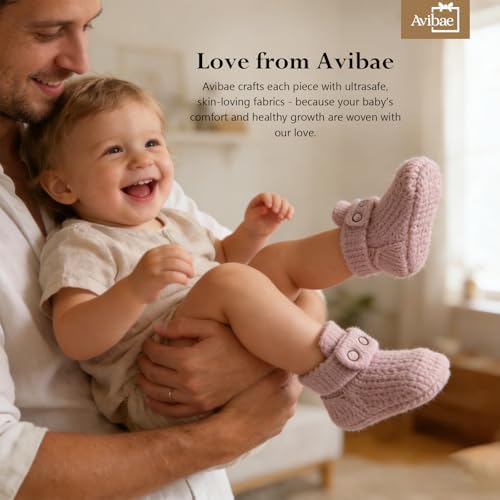 Avibae Baby Booties, Warm Infant Girl Boy Socks Bootie, Newborn Knit Shoes - Image 5