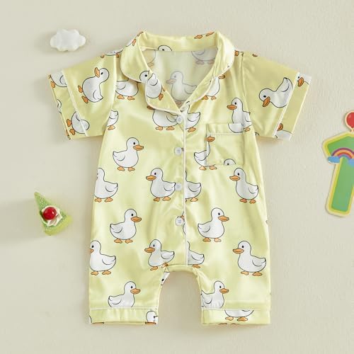 Kuriozud Baby Girl Boy Romper Pajamas Onesie Short Sleeve Button Down Pjs - Image 5