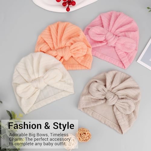 DRESHOW BQUBO Newborn Baby Bow Knot Turban Hat Hospital Hat Baby Infant Beanie - Image 3