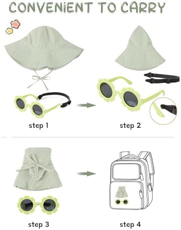 Durio UPF50+ Baby Sun Hat and Sunglasses - Image 5