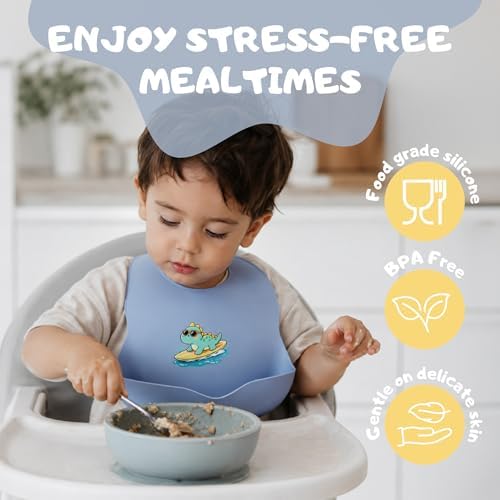 Silicone Baby Bib, Adjustable Feeding Bib, Food Catcher - Image 2