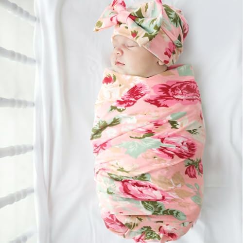 DRESHOW BQUBO Baby Girl Newborn Floral Receiving Blankets - Image 3