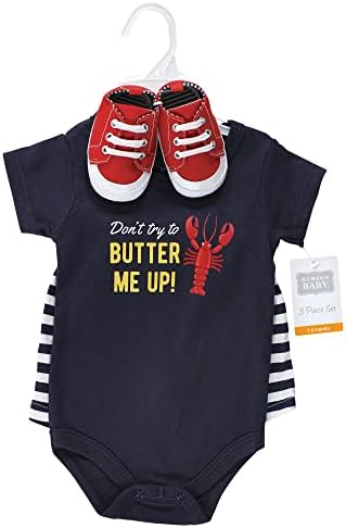 Hudson Baby Unisex Baby Cotton Bodysuit, Shorts and Shoe Set - Image 2