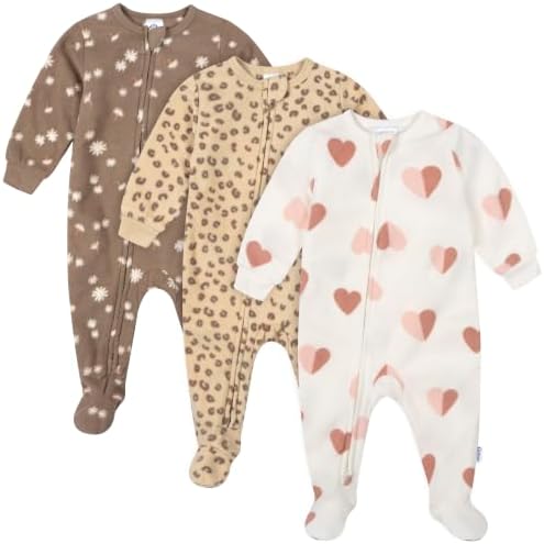Gerber Baby Girls' Toddler Fleece Footed Pajamas 3-pack by Gerber