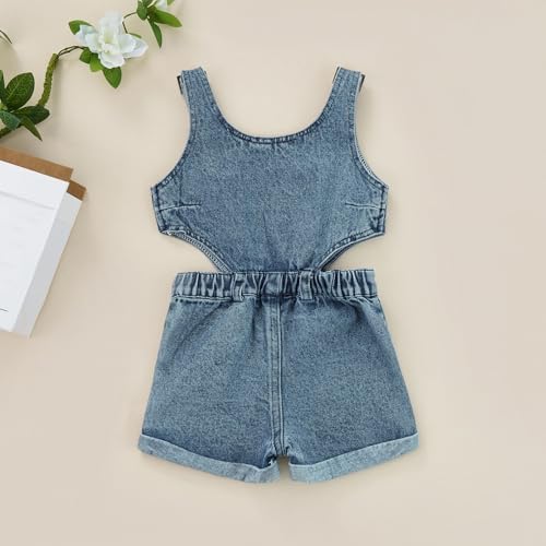 Baby Girl Denim Outfit Button Romper Jean Jumpsuit Shorts Overalls Toddler - Image 3