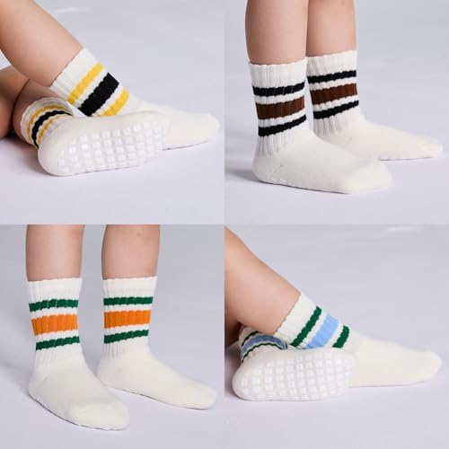 Baby Non Slip Socks with Grip, Toddler Cotton Crew Socks - Image 6
