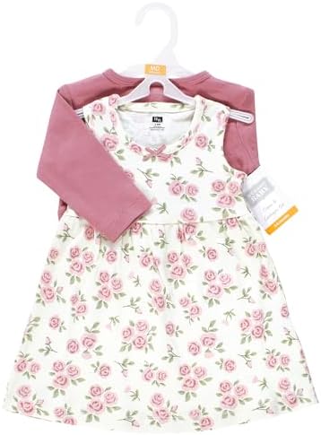 Hudson Baby Infant and Toddler Girls Cotton Dress and Cardigan Set - Image 2