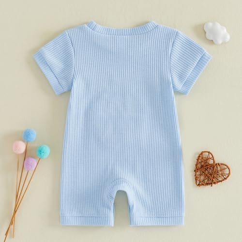 allshope Newborn Baby Boy Summer Outfit Romper Letter Embroidery Short Sleeve - Image 7