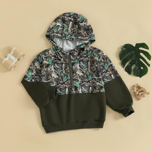 Baby Toddler Boy Girl Hoodies Camouflage Half Zip-up Sweatshirt Unisex Hooded - Image 3