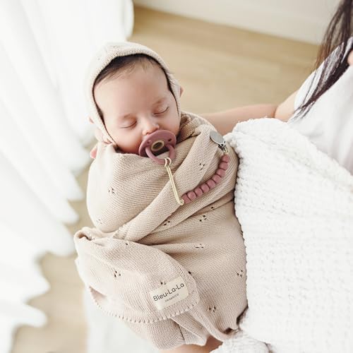 100% Luxury Organic Cotton Pointelle Knit Baby Quilt Blanket – Refined - Image 2