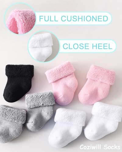 Baby Socks Newborn Terry Cotton Ankle Crew Socks 0-3 Months Girls Preemie Turn - Image 5