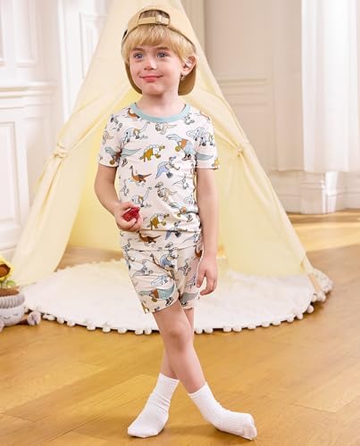 babee Reshinee Bamboo Viscose Toddler Boys Pajamas Set, Short Sleeve Kids - Image 5
