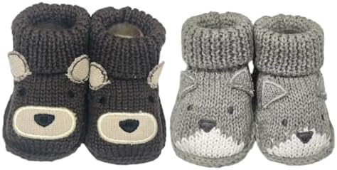 2 pairs Cute Knit Animal Baby Booties by Unknown