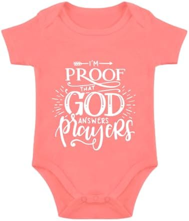 listery I'M Proof That God Answers Prayers Baby Bodysuit Baby Religious Infant by listery