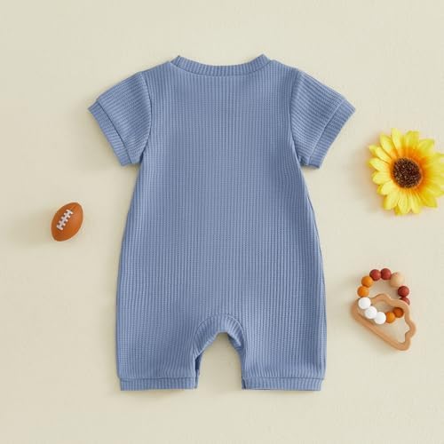 allshope Newborn Baby Boy Summer Outfit Romper Letter Embroidery Short Sleeve - Image 7