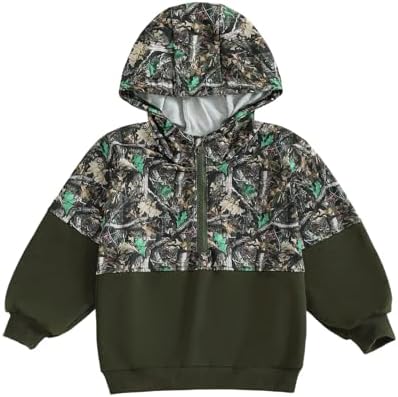 Baby Toddler Boy Girl Hoodies Camouflage Half Zip-up Sweatshirt Unisex Hooded by POZMTIORE