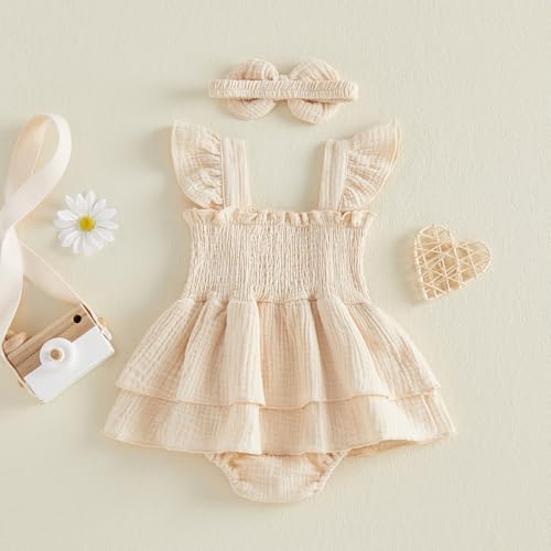 Newborn Baby Girls Summer Clothes Ruffle Sleeveless Pleated Smocked Bubble - Image 6
