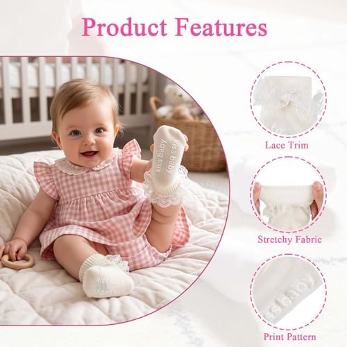 Baby Girl Ruffle Socks with Grips Lace Frilly Ankle Dress Socks - Image 4