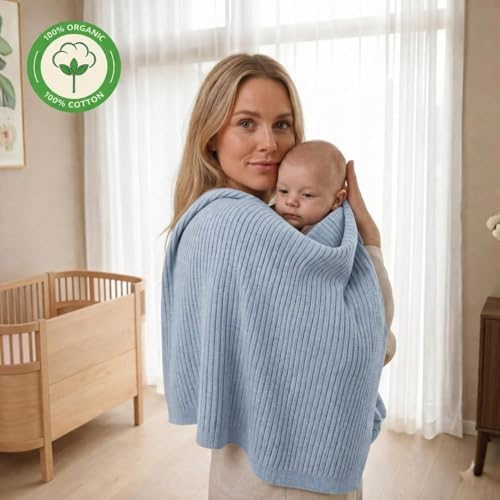 Receiving Blankets, 100% Organic Cotton Knit, Baby Swaddle 2-Pack | - Image 6
