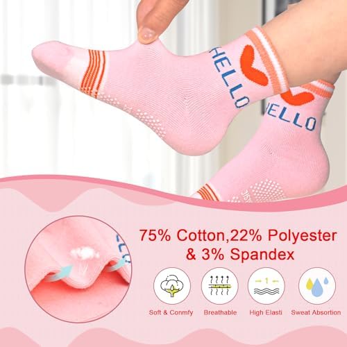 SkiBeaut Baby Toddlers Girls Socks, 12 Pairs Non Slip Kids Grips Toddler Grippy - Image 5