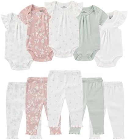 Ruliby Baby Bodysuit and Pant Set Summer Ribbed Mix Match Infant Clothes by Ruliby