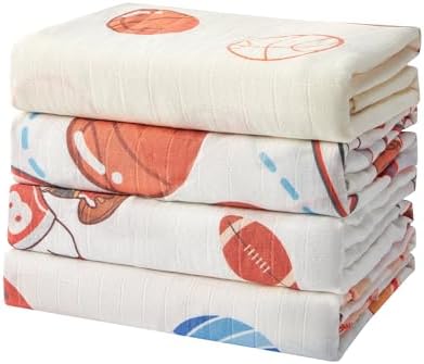 Baby Swaddle Blankets, Bamboo Muslin Receiving Blanket | 4-Pack, Lightweight & by IBESTOPIA