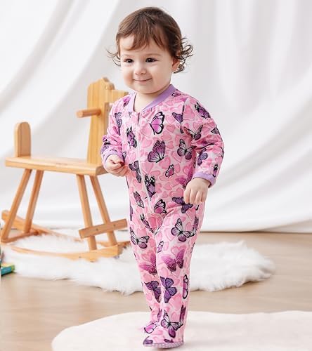 uideazone Baby Girls Footed Pajamas, Zip Sleeper - Image 2