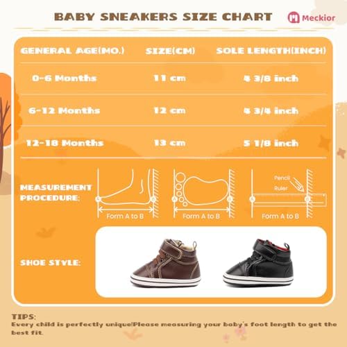 Meckior Toddler Baby Boys Girls High Tops Ankle Sneakers Soft Anti-Slip Sole PU - Image 6