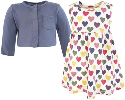Hudson Baby Infant and Toddler Girls Cotton Dress and Cardigan Set - Image 3