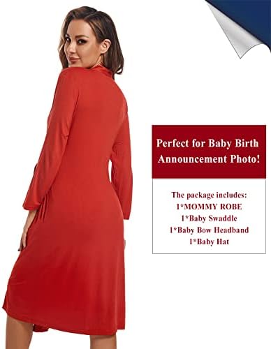 Maternity Robe with Matching Swaddle Blanket Set, Maternity Barhrobe Delivery - Image 4