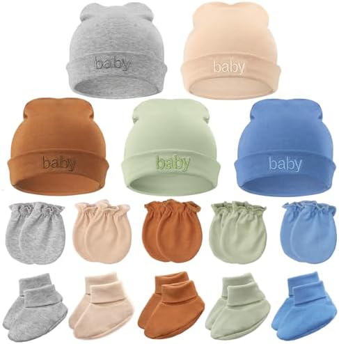 BQUBO Newborn Baby Hat Mittens Socks Set Infant Cotton Beanie Gloves Thick Warm by DRESHOW