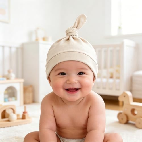 LAWKUL Cotton Baby Newborn Hats Set, 3 Pack, 0-6 Months - Image 6