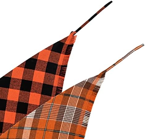 Fall Dog Bandana Autumn Thanksgiving Plaid Reversible Triangle Bibs Scarf - Image 4