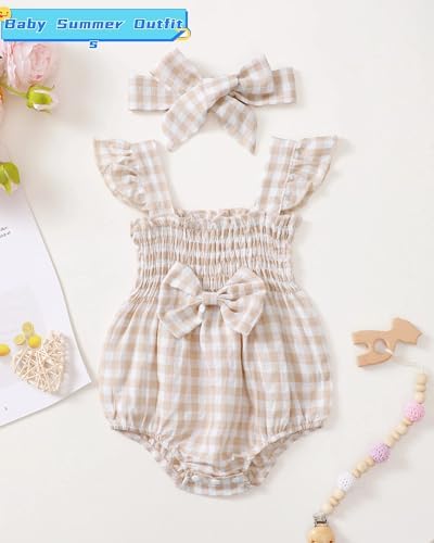 Renotemy Baby Girl Clothes Summer Rompers Cute Outfits Preemie-18 Months | - Image 2