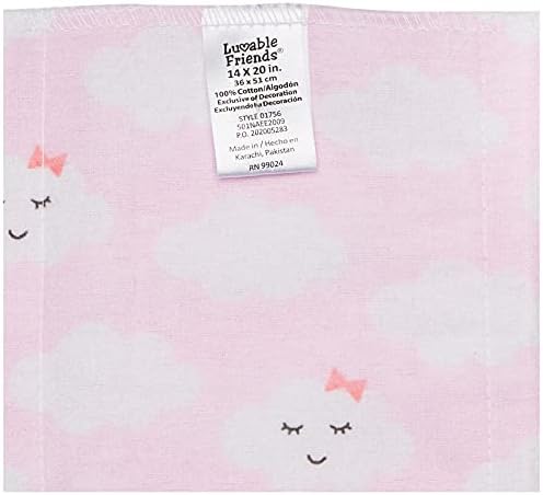Luvable Friends Unisex Baby Cotton Flannel Burp Cloths, Girl Clouds, One Size - Image 2