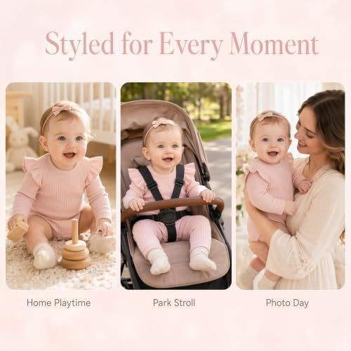 Baby Girl Knit Ruffle Outfit Clothes Ribbed 100% Organic Cotton Solid Color - Image 7