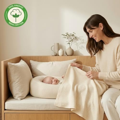 Receiving Blankets, 100% Organic Cotton Knit, Newborn Baby Swaddle | - Image 2