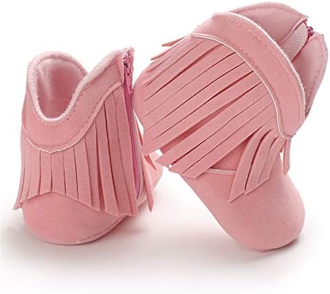 SOFMUO Suede Fringe Baby Cowboy Boots Side Zipper Non Slip Infant Booties - Image 5