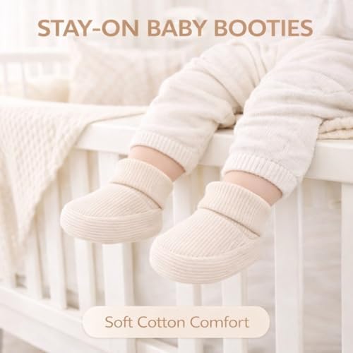 CEOBABY Baby Booties 0–3 Months, Newborn Shoes, Soft Cotton Infant Bootie Socks - Image 5