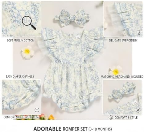 TITKKOP Ruffle Bubble Romper for Baby Girl | One-Piece Shorts Jumpsuit | Summer - Image 5
