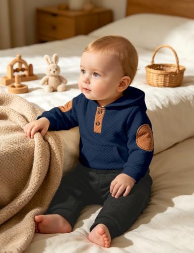 Fommy Baby Boy Clothes Colorblocked Long Sleeve Hoodie + Long Pants 2PCS Fall - Image 3