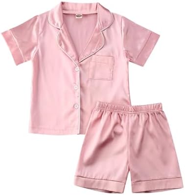 Kids Baby Girl Boy Satin Pajamas Set Button Down Sleep Shirt Top+Long Pants by SAYOO-Alljustforkids