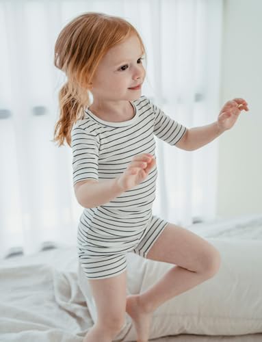 AVAUMA Stripe Pattern Baby Boys Girls Pajama Set Kids Toddler Snug fit Ribbed - Image 4