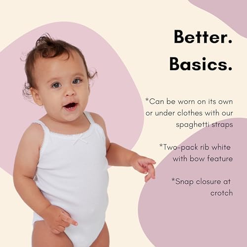 Feathers Baby Girl Tank Top Bodysuit Cotton One Piece 2 Pack, Sizes 3M-36M - Image 4