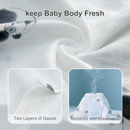 Baby Swaddle Blankets, Bamboo Muslin Receiving Blanket | 4-Pack, Lightweight & - Image 3