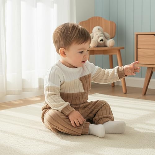 Giraropa Newborn Baby Boy Clothes Rib Knit Romper Jumpsuit Solid Sweater - Image 2