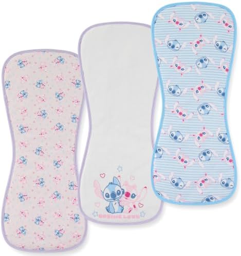 Disney Baby Stitch Angel Burp Cloths 3 Pack 20" x 10" Burping Rags Infants by Disney
